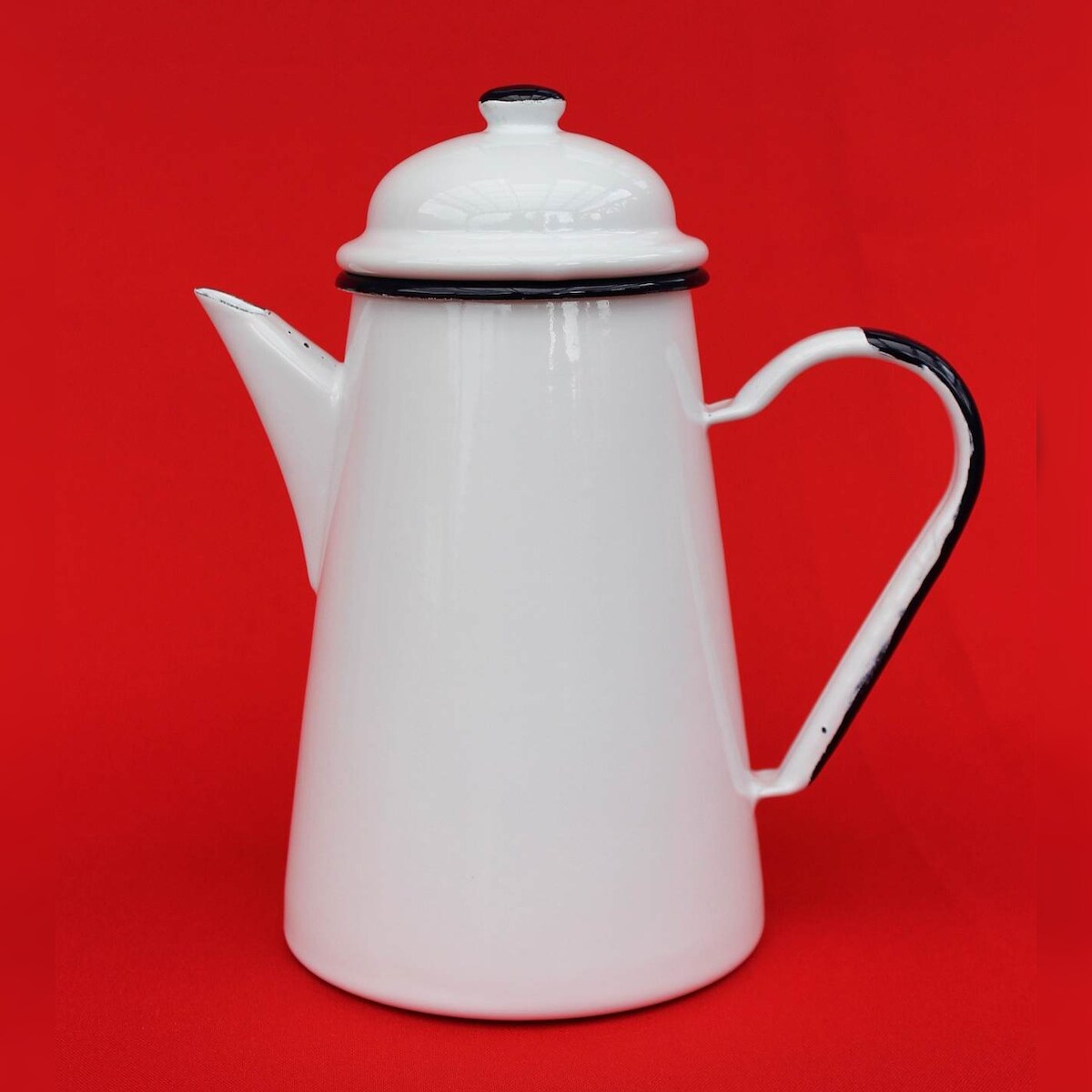 DanDiBo Kaffeekanne 578TB Weiß emailliert 22 cm Wasserkanne Kanne Emaille Nostalgie Tee Image