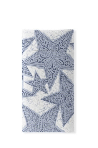 Sovie HORECA Besteckserviette Gitte in Silber-Blau, 40 x 40 cm, 100 Stück - Weihnachten Sterne Bestecktaschen Image