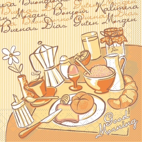 Mank Serviette Tissue Day, 33 x 33 cm, 100 Stück - Frühstück Kaffee Tee Kakao Image