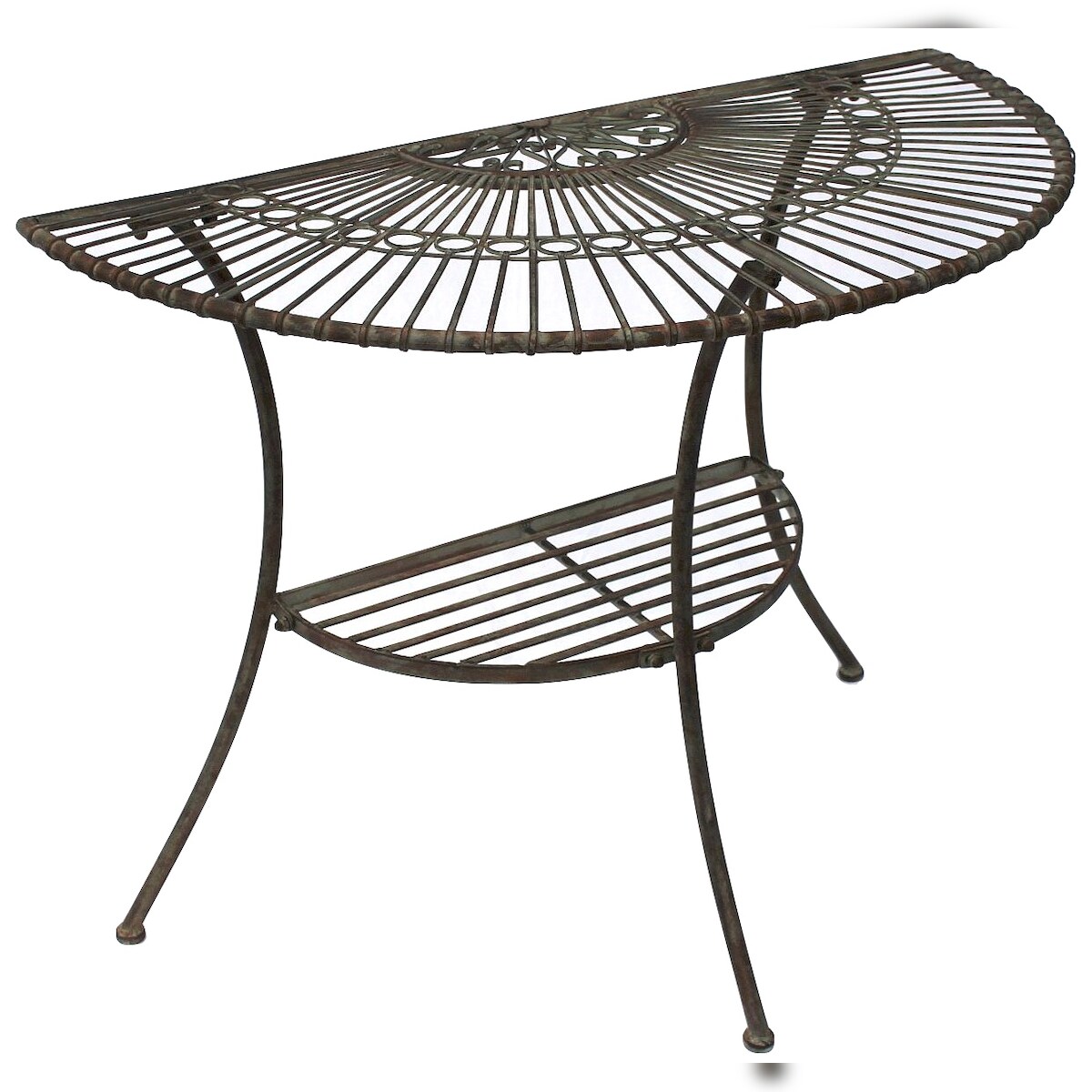 DanDiBo Tisch Halbrund Wandtisch Malega 100531 Beistelltisch aus Metall 100 cm Gartentisch Halbtisch Halbrundtisch Wandkonsole Konsole Wand Image