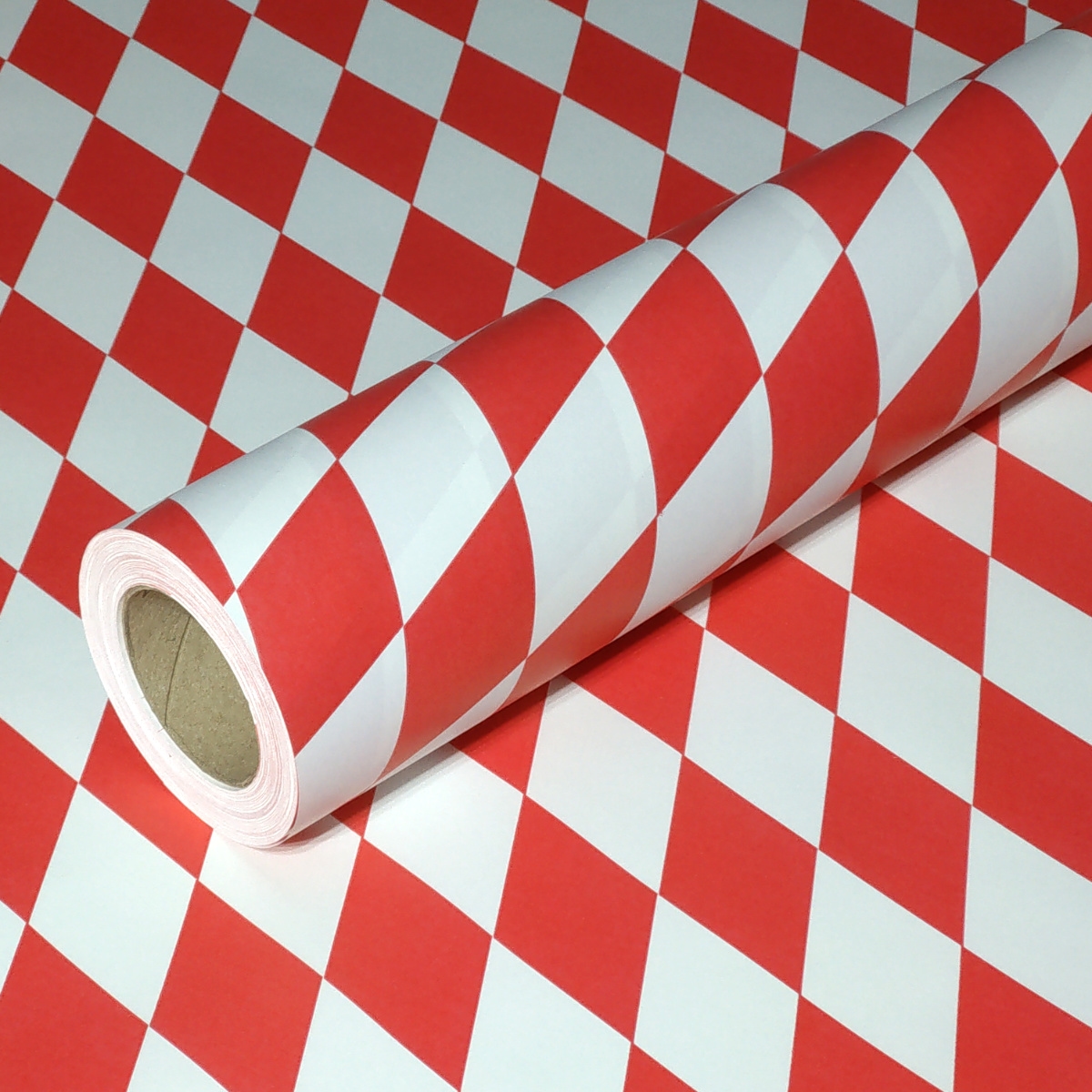 JUNOPAX Geschenkpapier Raute rot-weiß 50m x 0,75m, nassfest Image