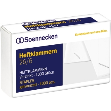 Soennecken Heftklammern 3147 26/6 verzinkt 1.000 St./Pack. Image