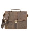 Greenburry Aktentasche Leder 2 Fächer Lehrertasche Schultasche Vintage braun antik 38x30cm Tragegriff und Schultergurt