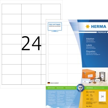 HERMA Etikett PREMIUM 4614 66x33,8mm weiß 4.800 St./Pack. Image