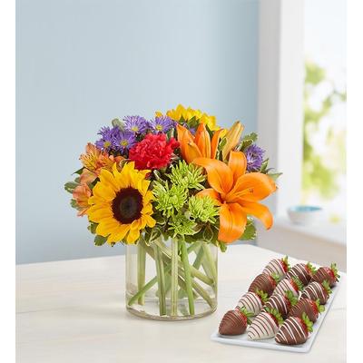 1-800-Flowers Flower Delivery Floral Embrace W/ Strawberries Small | Happiness Delivered To Their Door