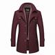 Volwassan Winter Warm Wool Coat Mens Trench Coat Long Business Woolen Jacket Casual Quilted Jacket Scarf Peacoat Overcoat Wine Red M