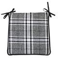BEDWAY Set of 4 Tartan Check & Stripe Grey/Black Chair Pads With Ties, Reversible Zipped For Kitchen Dining and Garden Chairs