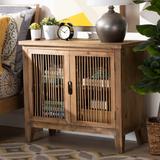 Baxton Studio Clement Rustic Transitional Medium Oak Finished 2-Door Wood Spindle Accent Storage Cabinet - Wholesale Interiors LD19A005-Medium Oak-Cabinet