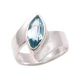 Marquise Ocean,'Marquise Blue Topaz Cocktail Ring from Bali'