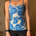 Lululemon Athletica Tops | Blue And White Floral Print Lulu Tank Top | Color: Blue/Tan/White | Size: 6