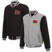 Men's JH Design Gray/Black Carolina Mudcats Embroidered Logo Reversible Fleece Full-Snap Jacket