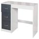 URBNLIVING 3 Drawer Wooden Bedroom Dressing Table (White Carcass + Black Drawers)