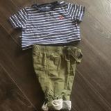 Ralph Lauren Matching Sets | Baby Boys Cargo Pants And T-Shirt | Color: Blue/Green | Size: 12mb