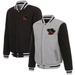 Men's JH Design Gray/Black Quad Cities River Bandits Embroidered Logo Reversible Fleece Full-Snap Jacket