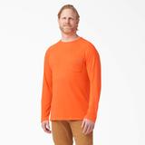 Dickies Men's Cooling Long Sleeve Pocket T-Shirt - Bright Orange Size S (SL600)