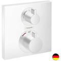 Façade pour mitigeur thermostatique encastré Ecostat Square avec robinet d'arrêt et inverseur blanc