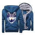 M.YAN Men Teenager Zip Up Thick Padded Lined Fleece Hoodies Sweatshirt Jacket Overcoat Autumn Winter Thick Tracksuits Soft Fleece Sweatshirt Warm Comfortable Wolf Lake Blue M