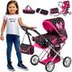 Kinderplay Dolls Pram | 3-in-1 Toy Pram | Baby Doll Pram - Toy Pushchair | Dolls Buggy | Dolls Pushchair | Doll Stroller with Adjustable Handle (36.5-64 cm), model KP0200R