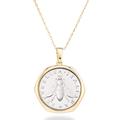 Miabella 18K Gold over Sterling Silver Italian Genuine 2-Lira Bee Coin Retro Pendant Necklace for Women 18 Inch Chain 925 Made in Italy