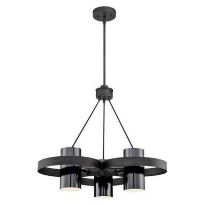 Westinghouse 63690 - 3 Light Distressed Aluminum Gun Metal Shades Chandelier Light Fixture (3Lt Chand Distressed Aluminum w/Gun Metal Shades)