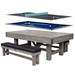 Hathaway Games Hathaway Logan 7-ft Pool Table Combo Set w/ Benches - Rustic Gray w/ Blue Felt, Barnwood in Blue/Brown/Gray | 32 H x 84 W in | Wayfair