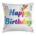 East Urban Home Happy Birthday Indoor/Outdoor 26" Throw Pillow Cover Polyester | 26 H x 26 W x 0.1 D in | Wayfair FE950F1FCC664704AFDD497B7F5AE925