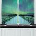 East Urban Home 2 Piece Aurora Borealis Long Mystic Sky Over Bridge In Snowy Arctic Frozen River Image Kitchen Curtain | Wayfair