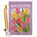 Breeze Decor Welcome Tulips 2-Sided Polyester 40 x 28 in. Flag Set in Pink | 40 H x 28 W x 1 D in | Wayfair BD-FL-HS-104066-IP-BO-D-IM10-BD