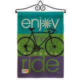 Breeze Decor Bike Ride Burlap Interests Sports Impressions 2-Sided Burlap 19 x 13 in. Flag Set in Green | 18.5 H x 13 W in | Wayfair