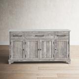 Birch Lane™ Dalhart 67" Wide 3 Drawer Pine Solid Wood Sideboard Wood in Brown/Gray/Green | 36 H x 67 W x 18 D in | Wayfair