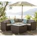 Longshore Tides Sabine 6 Piece Rattan Sectional Seating Group w/ Cushions Synthetic Wicker/All - Weather Wicker/Wicker/Rattan in Brown | Outdoor Furniture | Wayfair