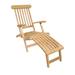 Charlton Home® Menendez Teak Steamer Lounge Outdoor Chair Wood/Solid Wood in Brown/White | 37 H x 24 W x 59 D in | Wayfair