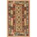White 24 x 0.35 in Indoor Area Rug - World Menagerie Mahanoy Contemporary Orange/Brown/Blue Area Rug Polyester/Wool | 24 W x 0.35 D in | Wayfair