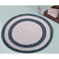 Ivy Bronx Manigault 100% Soft Two Tone Circle 100% Cotton Reversible Striped Bath Rug 100% Cotton in Gray | Wayfair SFBR1360