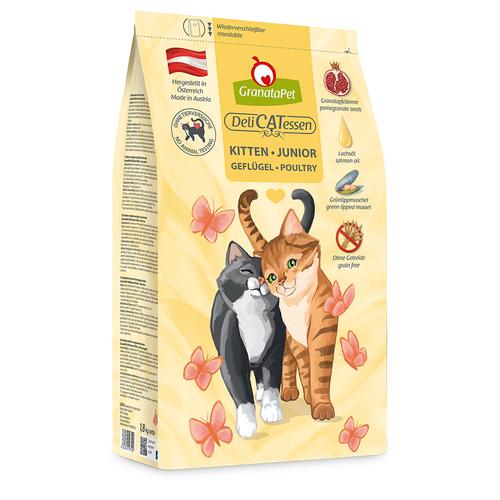 2x1,8kg eliCatessen Kitten Geflügel Granatapet Katzenfutter trocken