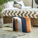 East Urban Home Auburn Stripes Cube Ottoman Polyester/Fade Resistant/Scratch/Tear Resistant in Orange/Blue/Yellow | 13 H x 13 W x 13 D in | Wayfair