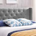 Winston Porter Avril King/California King Wingback Headboard Upholstered/Metal/Polyester in Gray | 50.25 H x 84 W x 7.5 D in | Wayfair