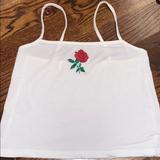 Brandy Melville Tops | Brandy Melville White Tank Top With Rose | Color: White | Size: One Size Fits All