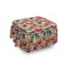 East Urban Home Earth Tones Poppies 2 Piece Box Cushion Ottoman Slipcover Set Polyester in Brown/Red | 16 H x 38 W x 0.1 D in | Wayfair