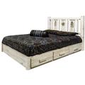 Loon Peak® Homestead Collection Lodge Pole Pine Platform Storage Bed Wood in White | 47 H x 76 W x 91 D in | Wayfair