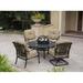 Lark Manor™ Byrge 5-Piece Patio Conversation Set w/ Cushions & 52" Round Ice Bucket Tea Table w/ BBQ & Fire Pit Metal in Brown | Wayfair