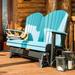 Ebern Designs Neerings Gliding Plastic Bench Wood in Blue/Black | 43 H x 55.5 W x 30 D in | Outdoor Furniture | Wayfair