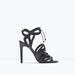 Zara Shoes | Black Leather Strappy Lace Up High Heel Sandals | Color: Black | Size: 8