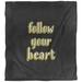 East Urban Home Quotes Follow Your Heart Single Reversible Duvet Cover Microfiber in Yellow | Queen Duvet Cover | Wayfair