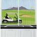 East Urban Home 2 Piece Golf Course Scene Cartoon Landscape w/ Car Field Mountains & Flag Print Kitchen Curtain Set | Wayfair