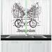 East Urban Home 2 Piece Amsterdam Typographic Layout of a Bicycle Parked on a Street w/ Houses Water Channel Kitchen Curtain Set | Wayfair