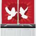 East Urban Home 2 Piece Love Birds Flying Doves Peace Symbol in Romantic Context Heart Sunbeams Backdrop Kitchen Curtain Set | Wayfair