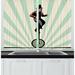 East Urban Home 2 Piece Retro Vintage Inspired Circus Man on Monowheel Bike w/ Sun Rays Kitchen Curtain Set | 39 H x 55 W x 2.5 D in | Wayfair