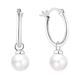 JO WISDOM Pearl Hoop Earrings,925 Sterling Silver 7mm Pearl Drop Earrings with White Gold Plated,Wedding Earrings for Women