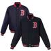 Men's JH Design Navy Boston Red Sox Embroidered Logo Reversible Wool Full-Snap Jacket